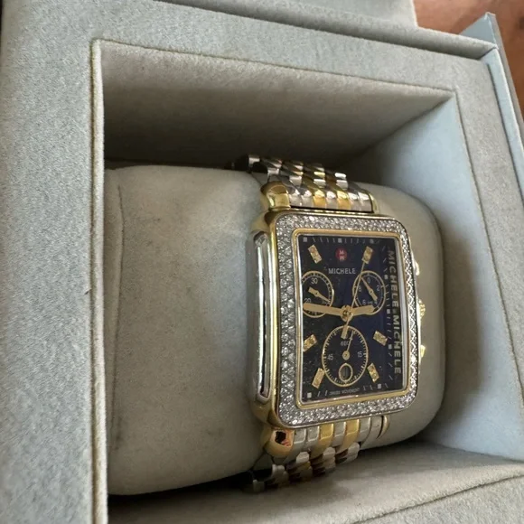 MICHELE Deco Diamond Chronograph Watch Head & Bracelet, 33mm - Picture 9 of 16